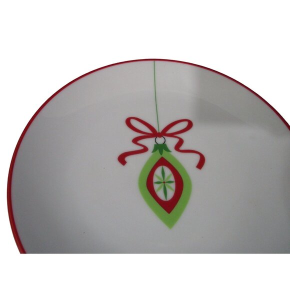 Crate & Barrel Christmas Ornament Luncheon Dessert Salad Plates Four EUC - Picture 5 of 16